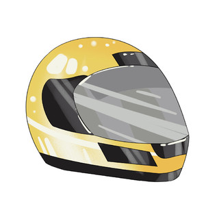 手绘黄色头盔元素电动车头PNG素材